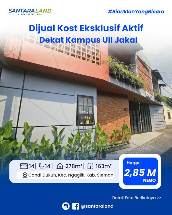 Dijual Kost Eksklusif Aktif Lokasi Strategis