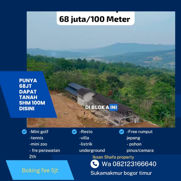 Tanah murah masuk mobil sudah SHM 680ribu/m  include BBN sertifikat