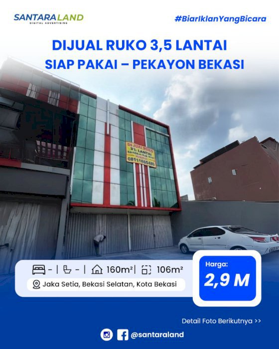 DIJUAL RUKO 3,5 LANTAI SIAP PAKAI – PEKAYON BEKASI