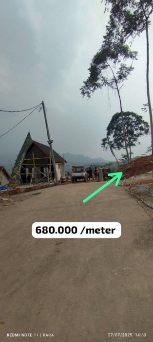 Jual cepat Tanah darat SHM zona kuning 680.000/meter puncak 2 bogor