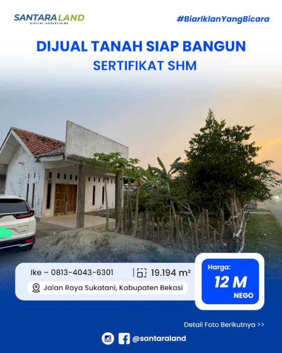 DIJUAL TANAH SAWAH + TANAH DARAT (RUMAH) – SERTIFIKAT SHM