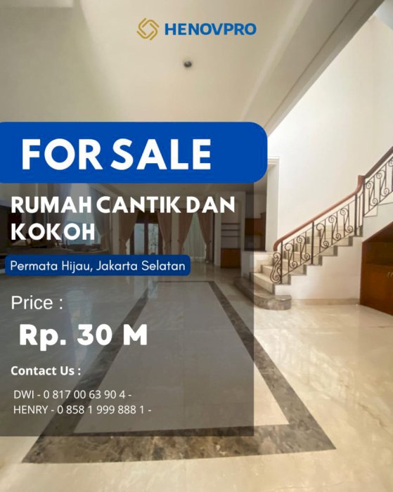 Dijual Rumah Cantik dan Kokoh di Daerah Permata Hijau jakarta Selatan