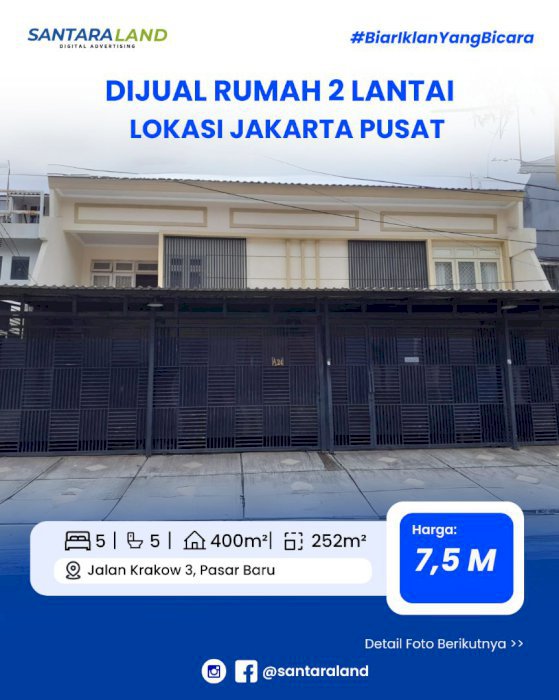 DIJUAL RUMAH 2 LANTAI – LOKASI JAKARTA PUSAT