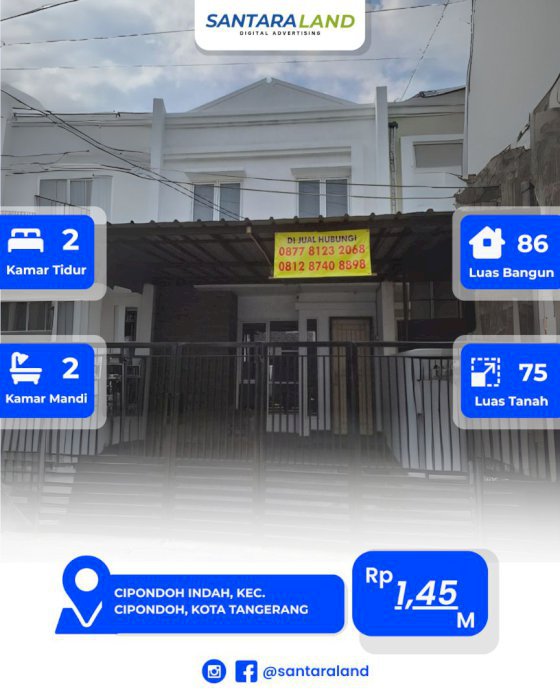 DIJUAL RUMAH 2 LANTAI – CIPONDOH, TANGERANG
