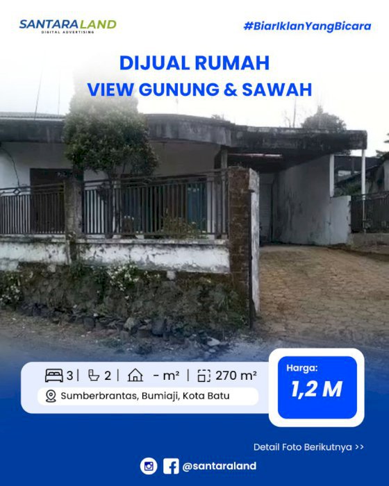 DIJUAL RUMAH VIEW GUNUNG & SAWAH – KOTA BATU