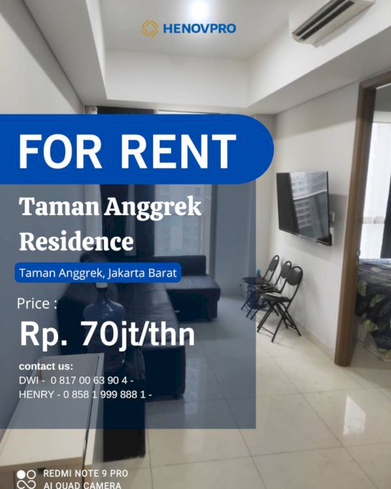 BRAND NEW Taman Anggrek Residence Unit 1BR Full Furnish