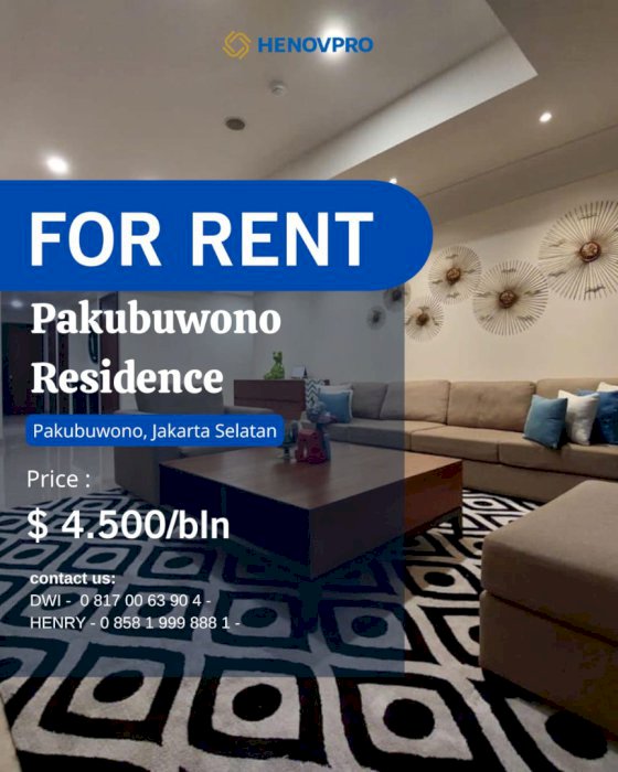 Pakubuwono Residence For Rent Best Unit 3+1 Study Full Furnish