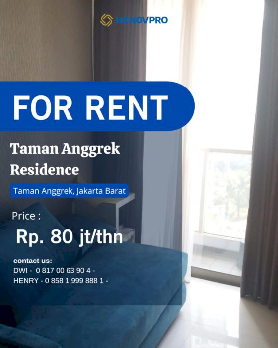 BRAND NEW For Rent  Taman Anggrek Residence Unit 1BR Furnished