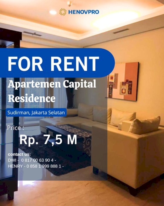 Dijual Best Unit 2BR Apartemen Capital Residence Sudirman Pool View