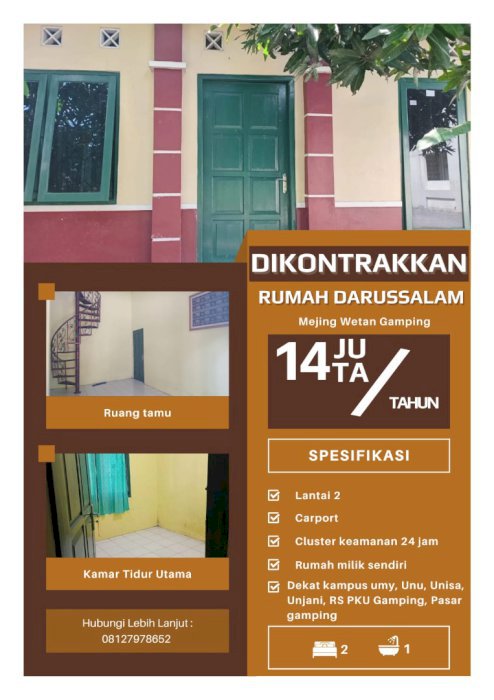 DIKONTRAKKAN RUMAH DARUSSALAM di Mejing Wetan Gamping