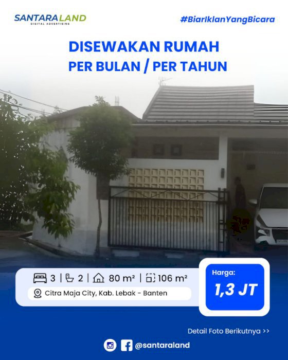 DISEWAKAN RUMAH – PER BULAN / PER TAHUN