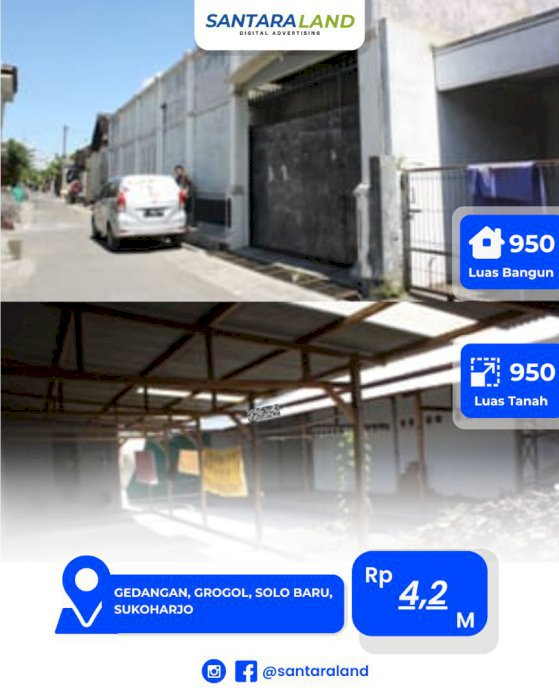 Dijual Cepat Gudang Dua Muka Lokasi Strategis di Solo Baru
