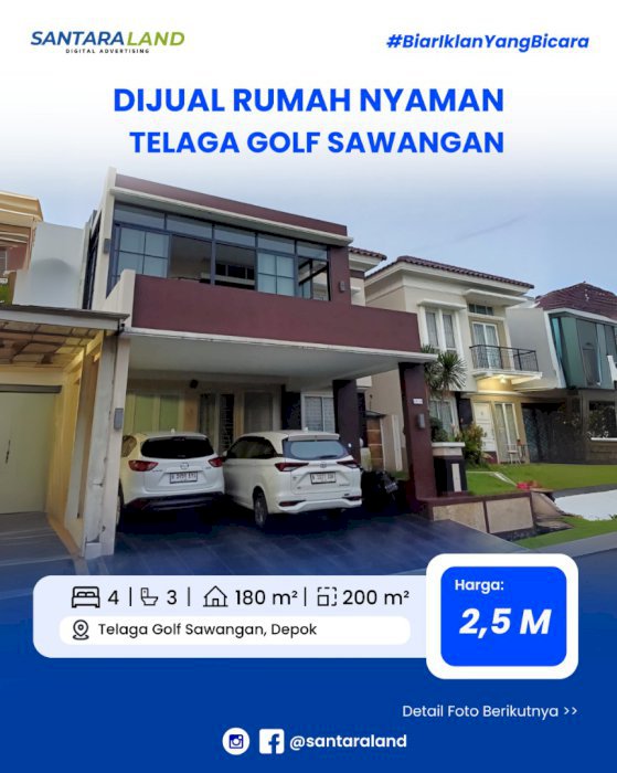 DIJUAL RUMAH NYAMAN DAN ASRI – TELAGA GOLF SAWANGAN, DEPOK
