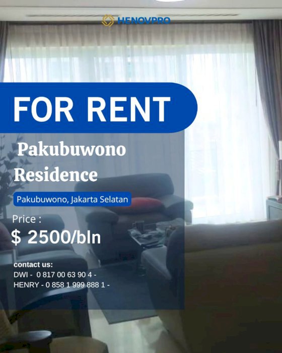 DISEWA Apartemen Pakubuwono Residence For Rent Best Unit 2+1 BR