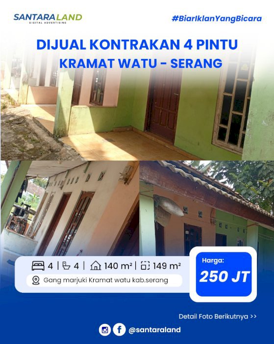 Dijual kontrakan 4 pintu
