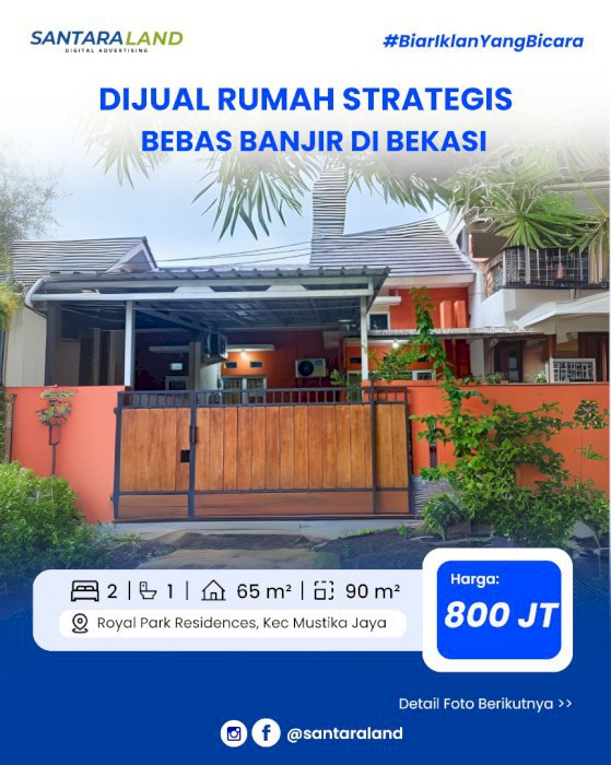 DIJUAL RUMAH STRATEGIS BEBAS BANJIR DI BEKASI