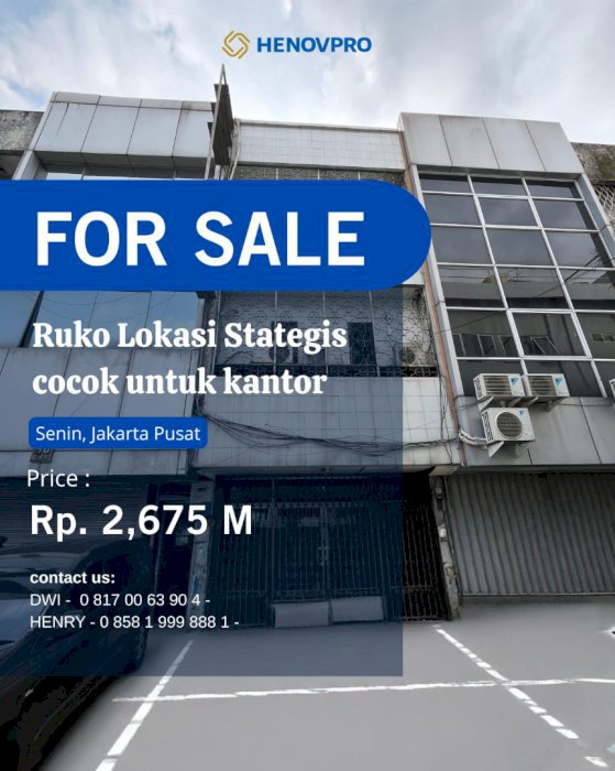 Ruko di Lokasi Strategis, Cocok Untuk Kantor, Di Pusat Kota Jakarta