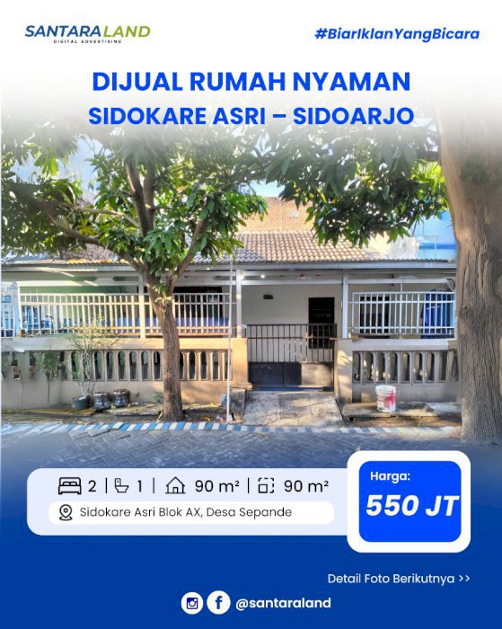 DIJUAL RUMAH NYAMAN & STRATEGIS DI SIDOKARE ASRI – SIDOARJO