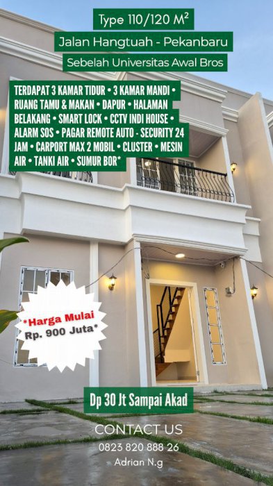 Jual Hunian Cluster 2 Lantai di Orchard Park Hill, Pekanbaru
