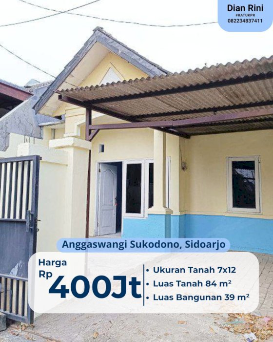 Dijual rumah di Anggaswangi Sukodono  Gedangan Sidoarjo