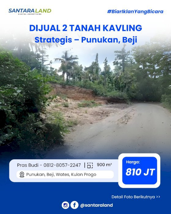 Dijual 2 Tanah Kavling Strategis – Punukan, Beji, Wates, Kulon Progo
