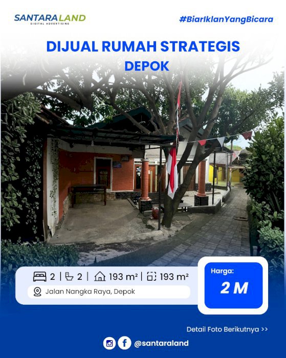 Dijual Rumah Strategis di Jalan Nangka Raya, Depok