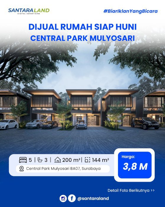 Dijual Rumah Siap Huni di Central Park Mulyosari, Surabaya