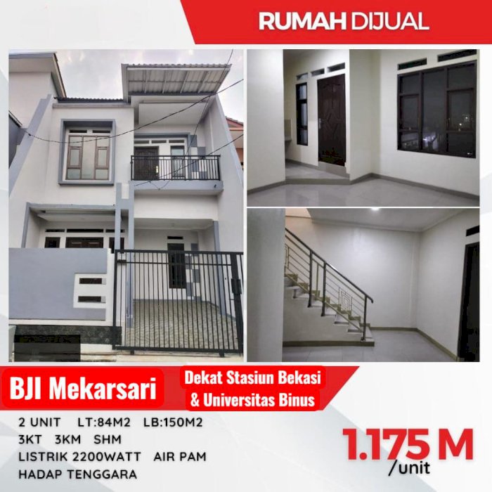 RUMAH DIJUAL DEKAT DENGAN STASIUN BEKASI DAN BINUS