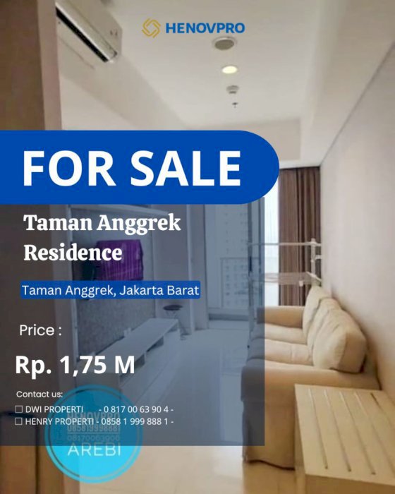 Dijual Cepat HARGA TURUN 2BR view city di Taman Anggrek Residences