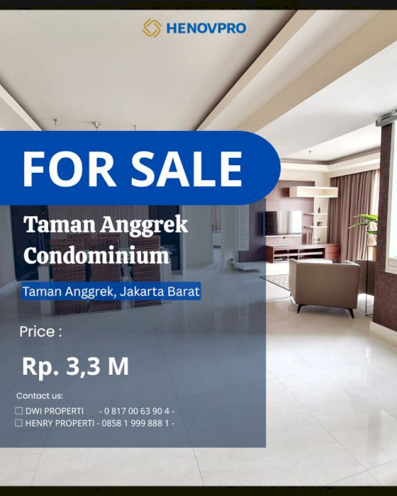 *Harga Terbaik Taman Anggrek Condo 3+1BR sudah Renov, Best City View*