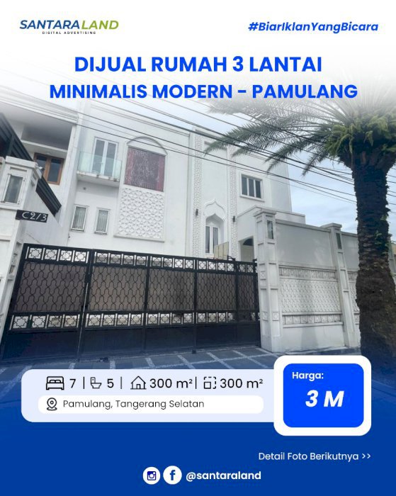 Dijual Rumah Besar & Murah Bergaya Minimalis Modern di Pamulang