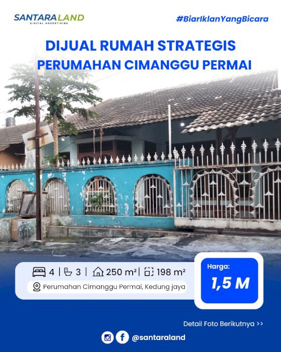 Dijual Rumah 2 Lantai Strategis di Perumahan Cimanggu Permai