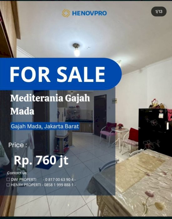 DIJUAL CEPAT Mediterania Gajah Mada Sdh Renov & Full Furnish Pool View