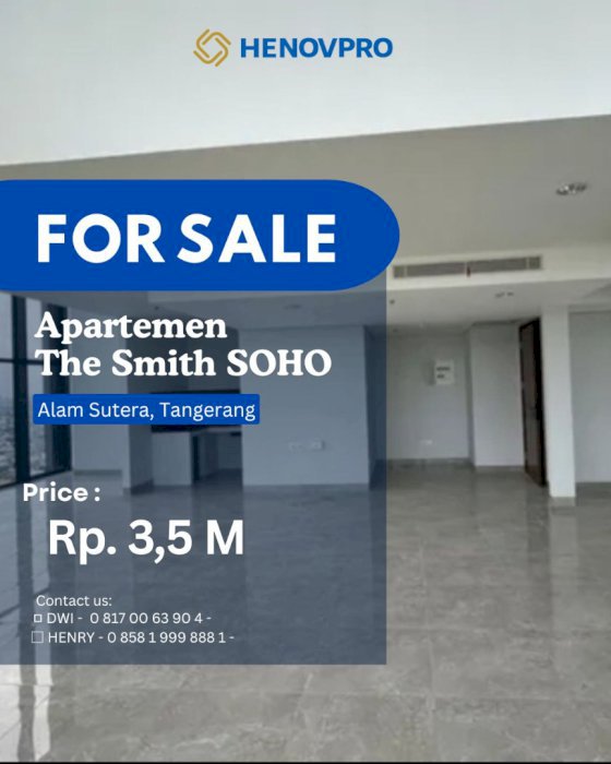 The Smith SOHO Dijual Cepat Posisi Hoek Best View