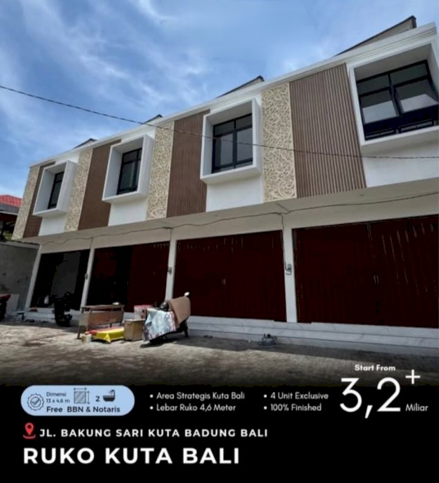 Ruko  jln Bakung sari Kuta Bali kawasan pariwisata