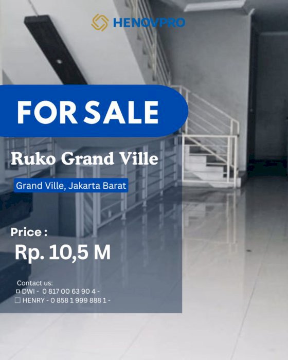 FOR SALE RUKO GRAND VILLE JAKARTA BARAT