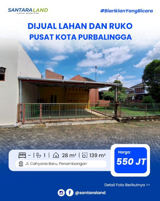DIJUAL LAHAN + RUKO USAHA MURAH LUAS – PUSAT KOTA PURBALINGGA