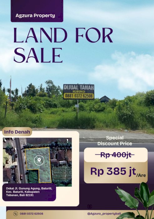 Di Jual Lahan Pinggir Jalan , Daerah Baturiti,Tabanan Bali