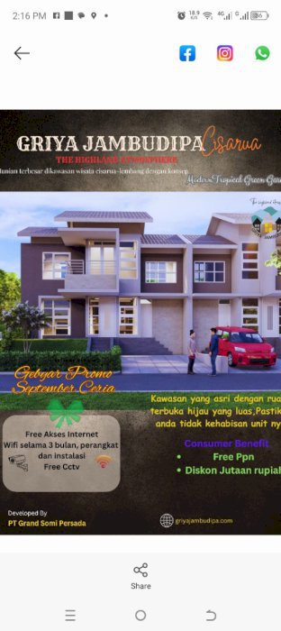 Rumah mewah harga bersahabat dikawasan wisata