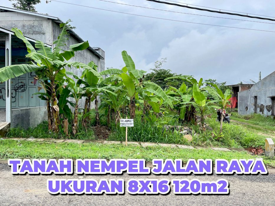Jual tanah kavling nempel jalan raya 8x16