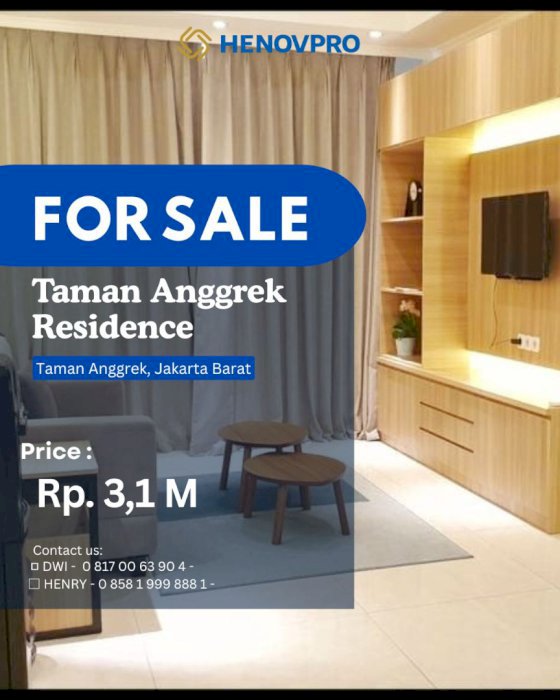 Dijual Cepat 2+1BR Pool View TURUN HARGA di Taman Anggrek Residences