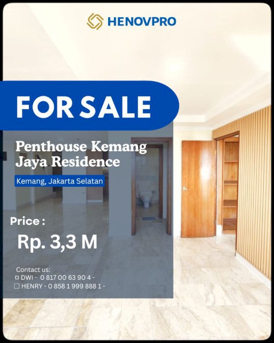 DIJUAL CEPAT APARTEMEN *PENTHOUSE* di Kemang Jaya Residence