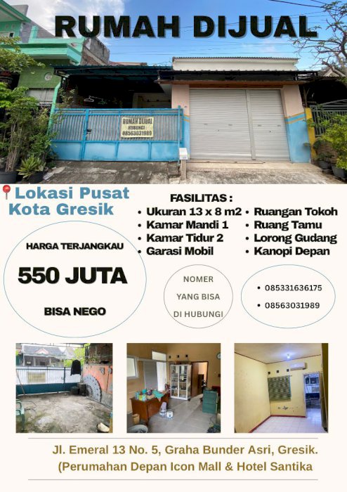 Jual Cepat Rumah Lokasi Strategis di Gresik Kota