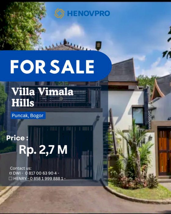 DIBAWAH HARGA DEVELOPER DIJUAL VILLA VIMALA HILLS PUNCAK, SUDAH RENOV*
