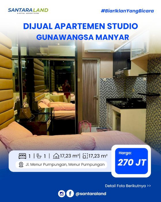 Jual Cepat Apartemen Studio Gunawangsa Manyar – Surabaya