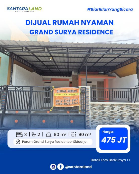 Dijual Rumah Grand Surya Residence B5/30 – Sidoarjo