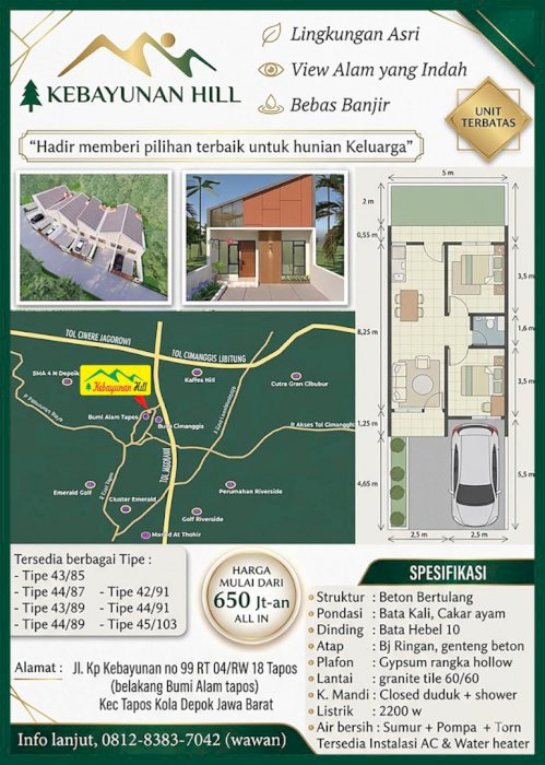 Rumah  Siap Huni View Alam Dekat Tol Cimanggis CGE dan LRT CIbubur