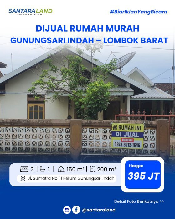 Dijual Murah Rumah Gunungsari Indah – Lombok Barat