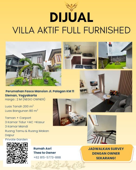 DIJUAL – VILLA AKTIF FULL FURNISHED