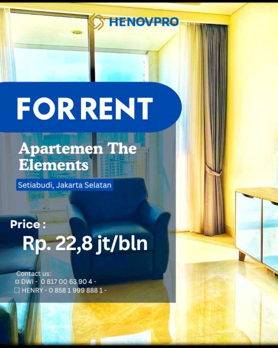 Apartment The Elements For Rent 2+1 BR Furnish Mid Fl. City View